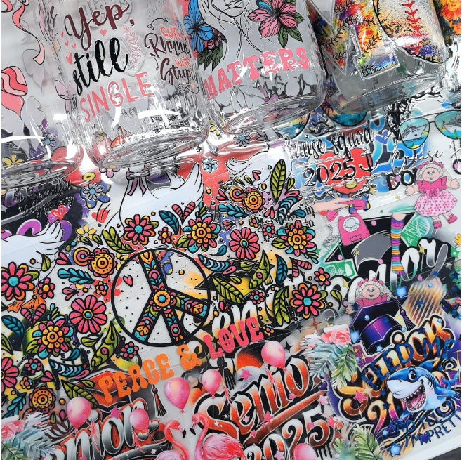 Wholesale 16oz Steel Cup UV DTF Stickers Random 10pcs/20pcs/50pcs Wraps for DIY Craftlaser wraps